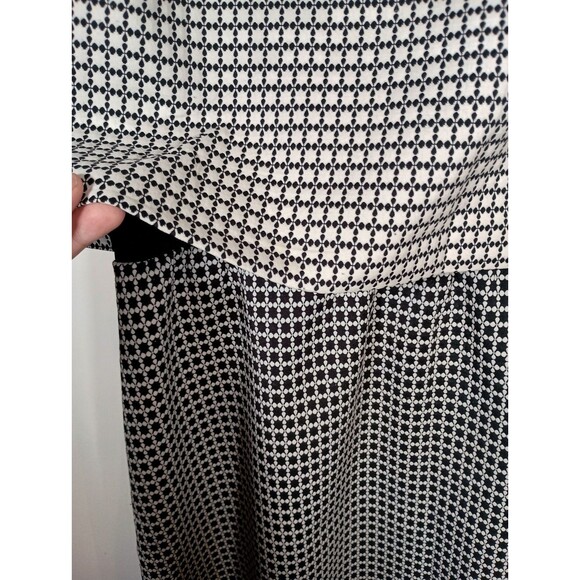 Cynthia Rowley Tank Textured Flare Black White Geometric Dress Size 14 - Picture 3 of 7
